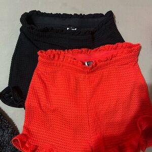 SHEIN High Waist Ruffled Shorts - Black and Red